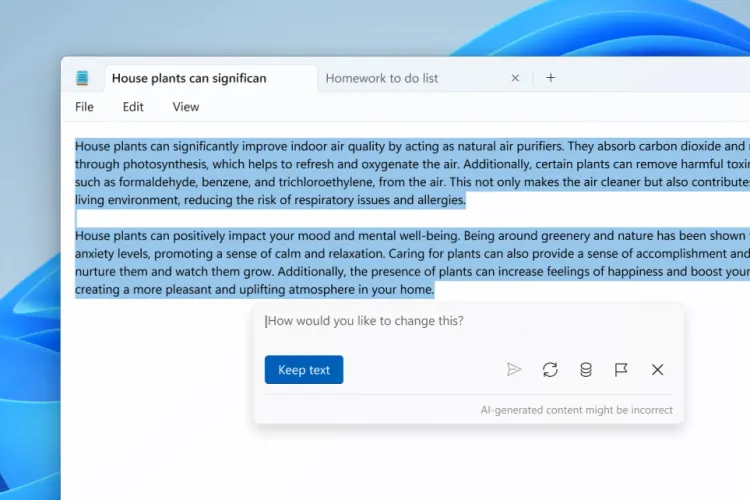 Microsoft Notepad can now write for you using generative AI
